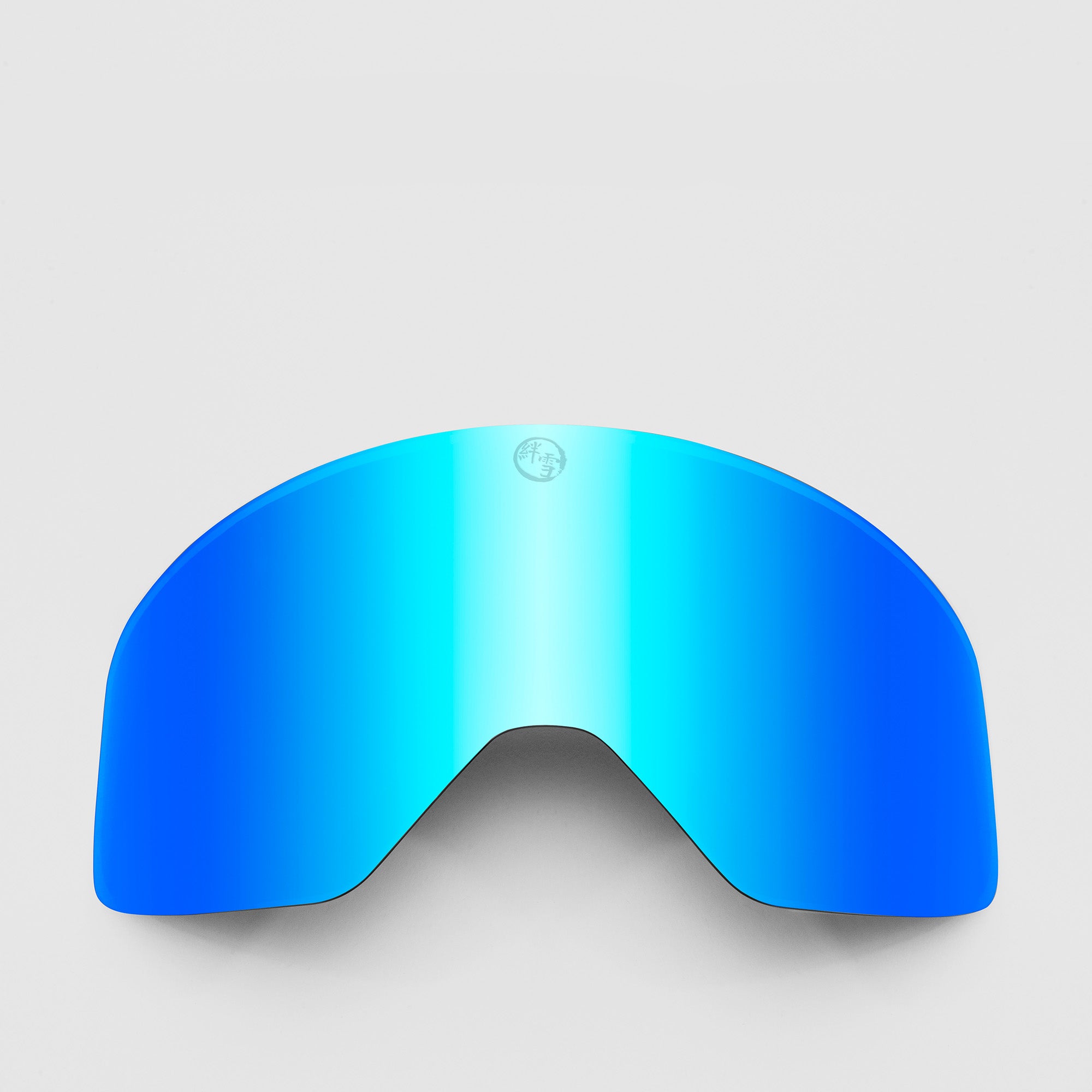 Blue reflective lens, in size slim on a gray background