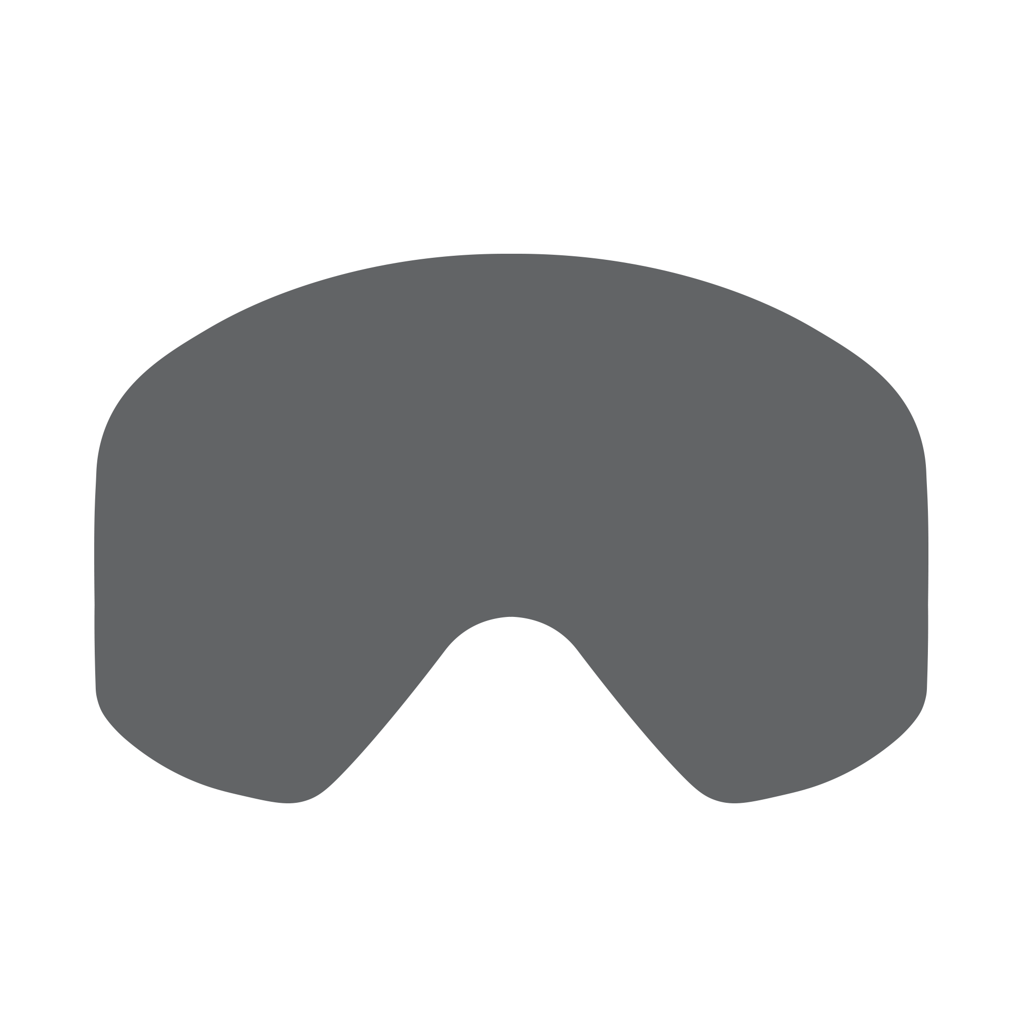Gray ski goggles lens on a white background