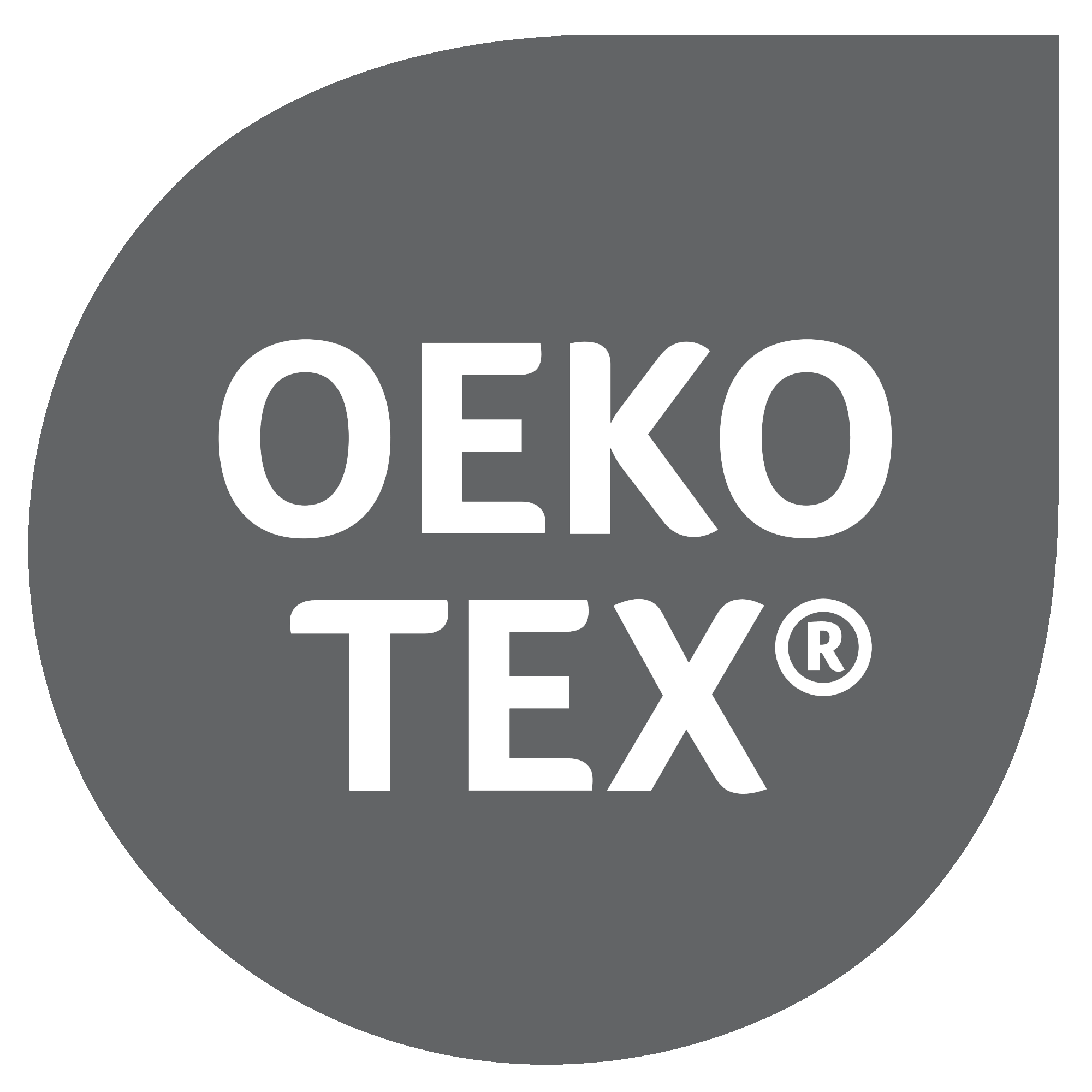 OEKO-TEX logo on a gray background