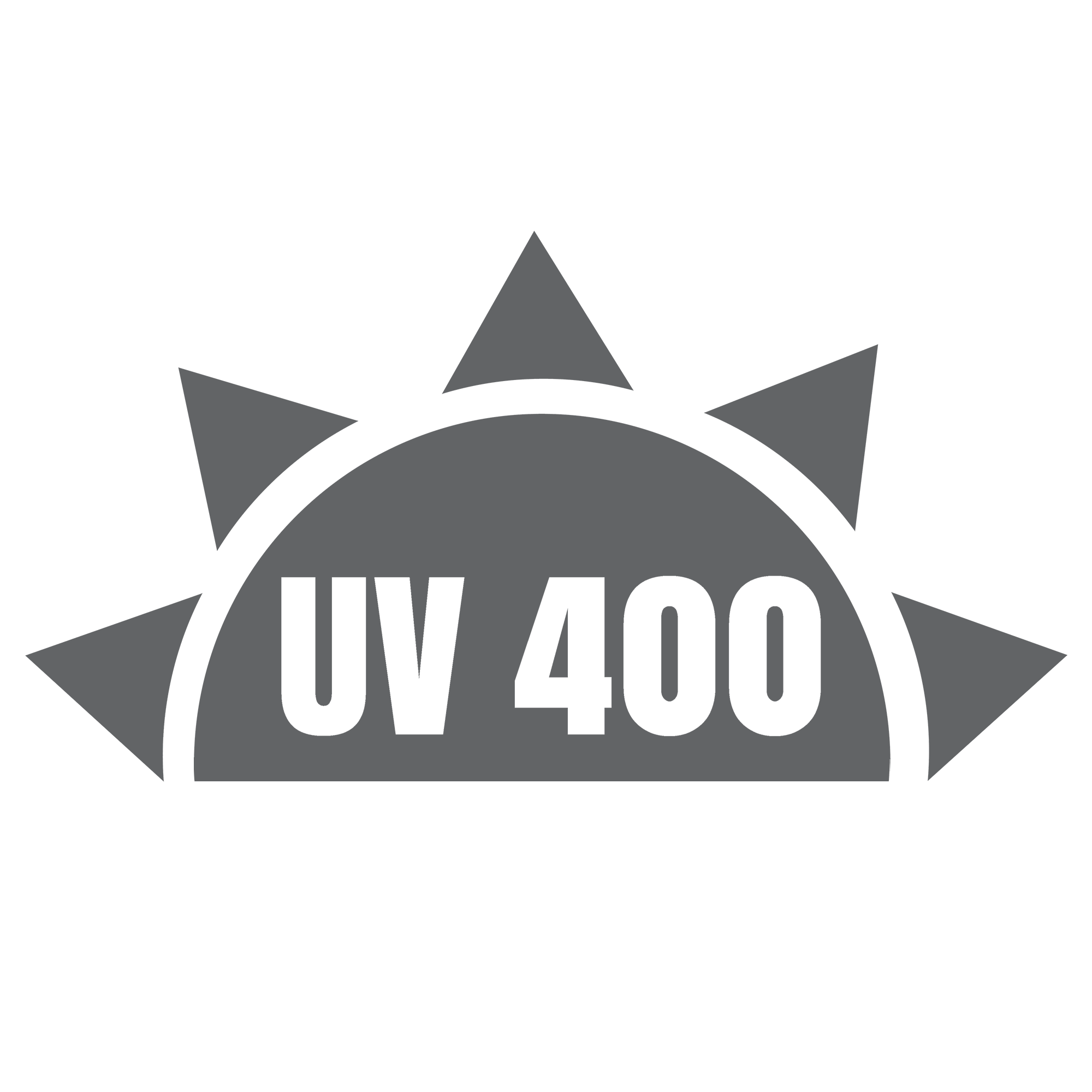 UV 400 label with sun design on a white background