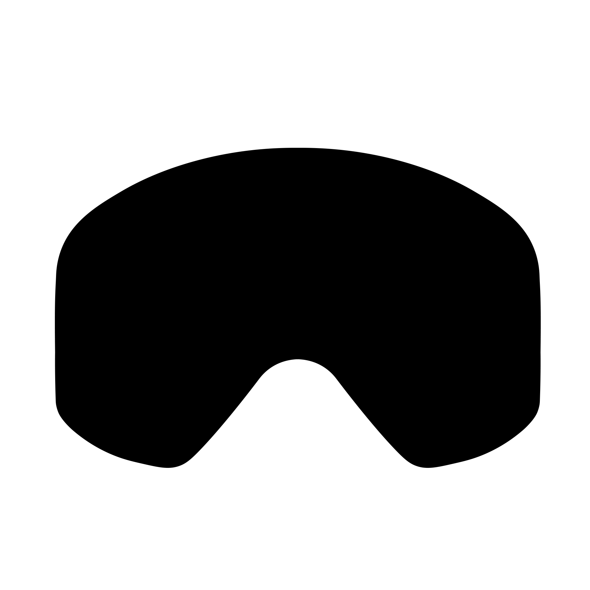 Black ski goggles silhouette on a white background
